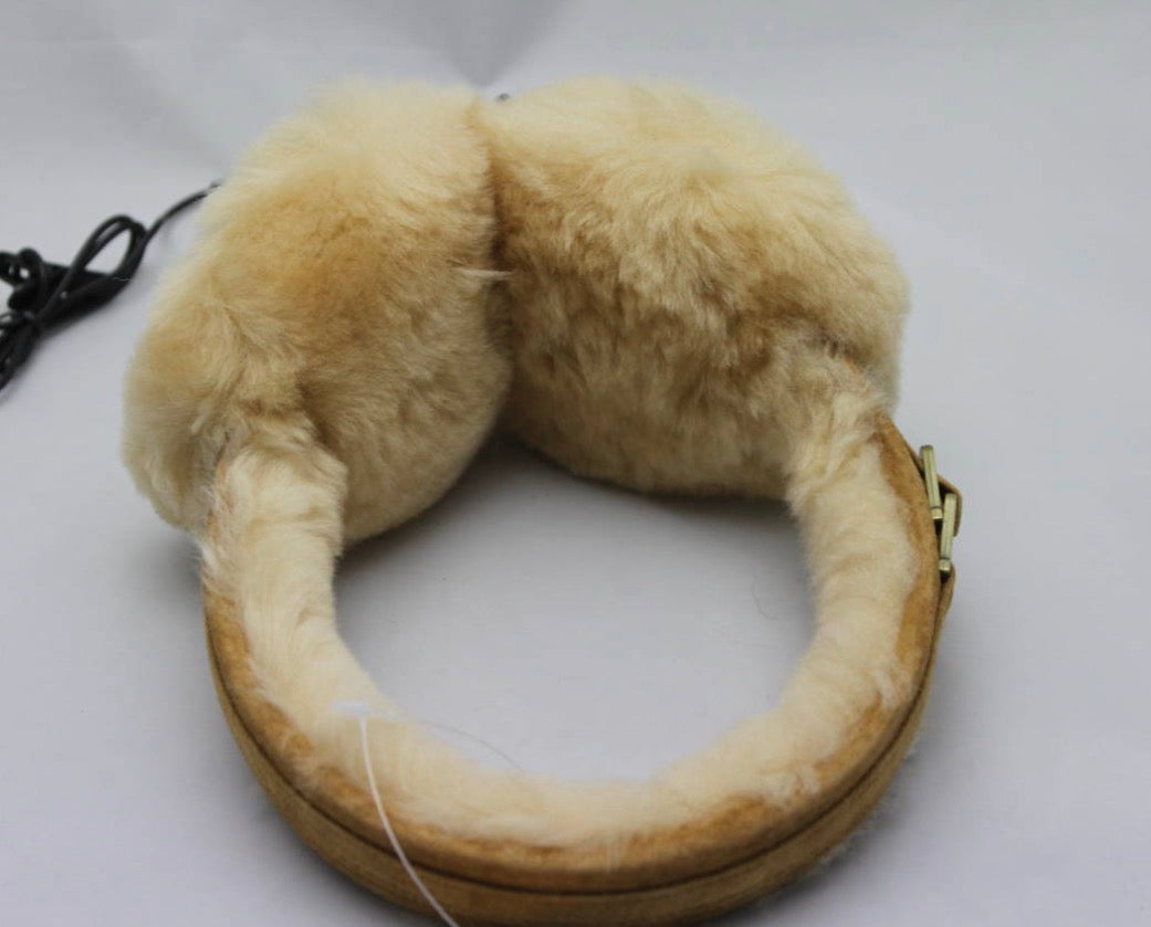 Chamier Lammfell-Ohrenschützer – Echtleder/Lammfell, Beige