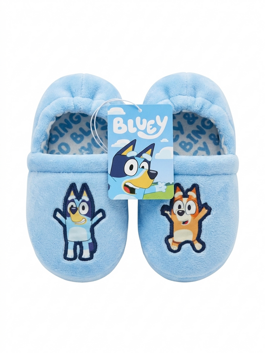 Bluey & Bingo – Kinder Hausschuhe / Plüsch-Pantoffeln (Hellblau, Neu mit Etikett)