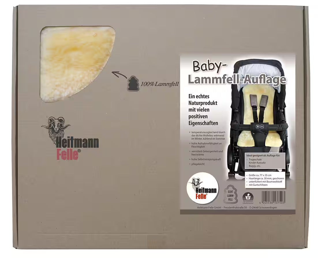 Heitmann Felle Baby-Lammfell-Auflage (77 × 35 cm, 100% Lammfell, Beige)